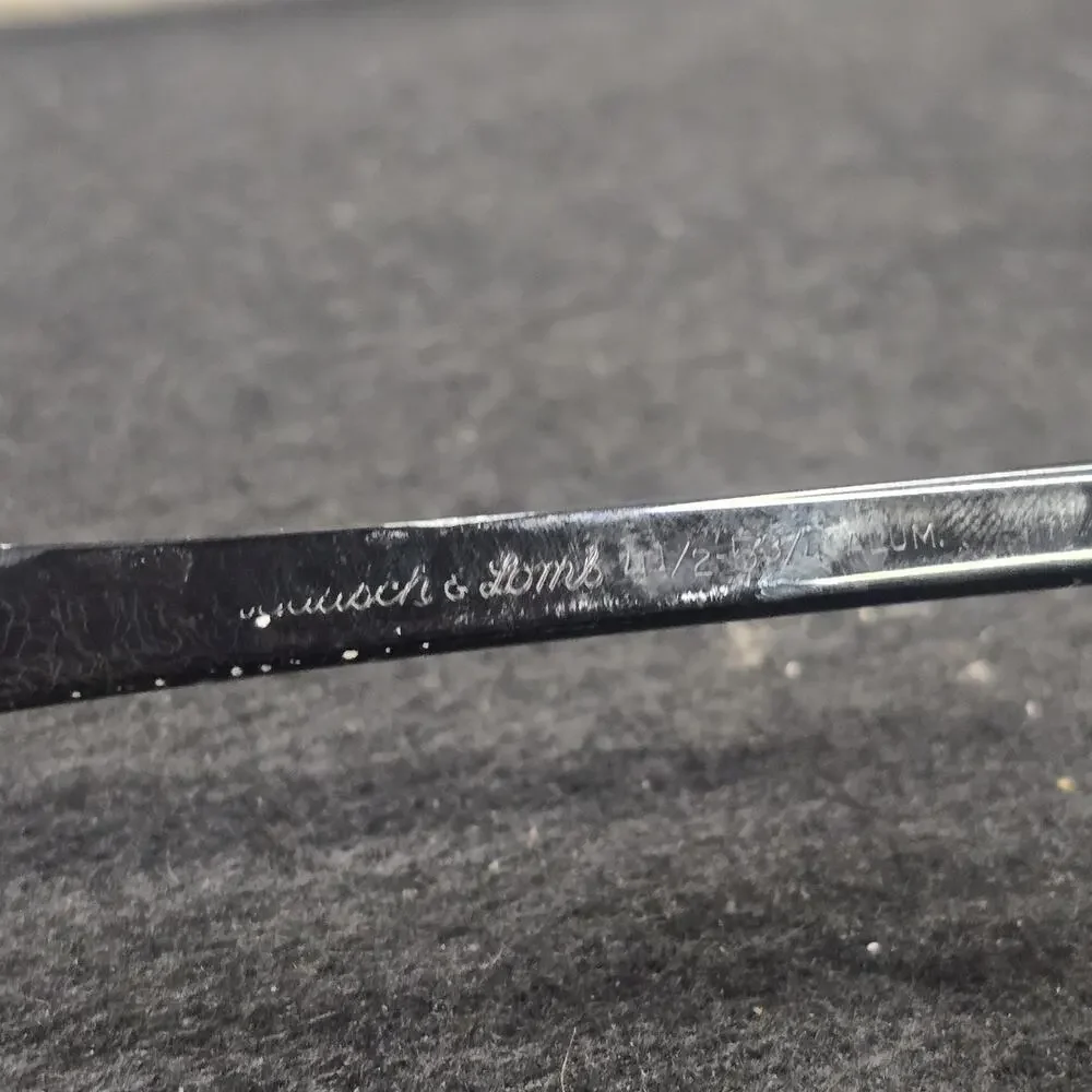 Vintage Bausch & Lomb Cat Eye Sunglasses Etched Aluminum Browline 1950s Case &